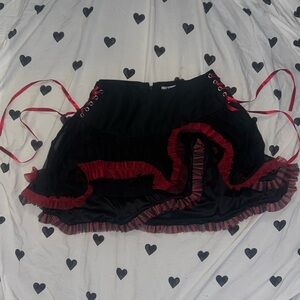 Black and Red Ruffled Tutu Skirt